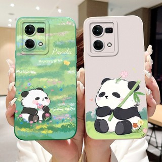 Oppo Reno8 4G CPH2457 / Reno7 4G CPH2363 Vỏ bảo vệ ống kính Reno 7 8 4G Vỏ điện thoại TPU silicon mềm hình chú gấu trúc dễ thương