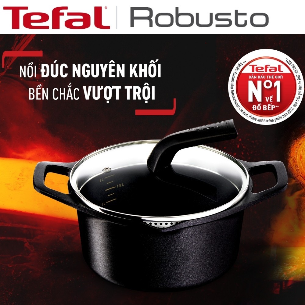 Nồi đúc cao cấp Tefal Robusto 20cm (E2494444)/ 24cm (E2494644) - Bảo hành chính hãng 24 tháng
