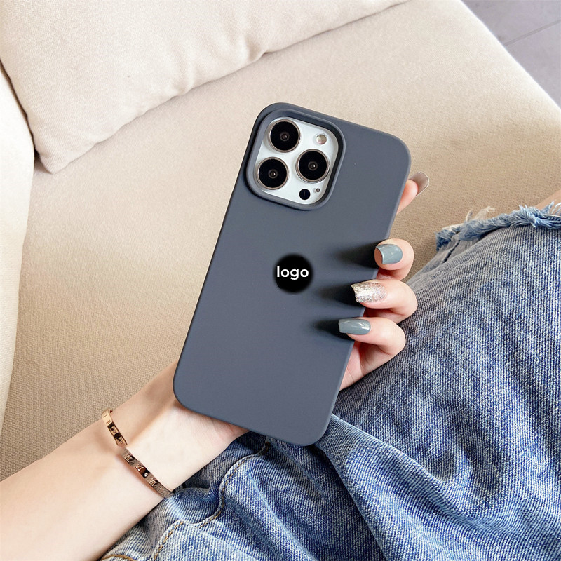 Màu xám đậm (Chất lượng cao) cho iPhone 17 / 16 / 15 / 14 / 13 / 12 / 11 / Pro Max Air mini Xs Max Xr 7 8 6s Plus SE Vỏ silicon lỏng bảo hiểm toàn diện