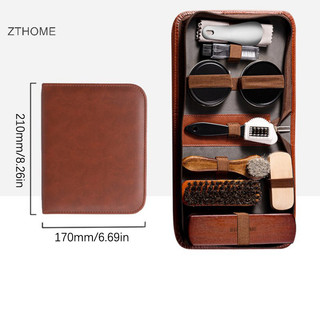 Zthome HorseHair Giày Bộ Bàn Chải Da Chăm Sóc Làm Sạch Dụng Cụ Đánh Bóng Bụi Shoehorn Trắng Giày Bảo Trì Bộ Mềm Rửa Gỗ HOT