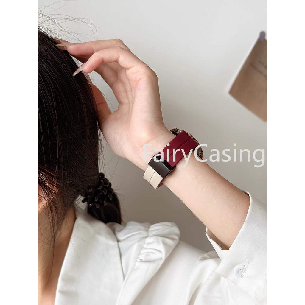 Dây đeo 18mm 20mm 22mm cho Samsung Galaxy Watch 7 6 4 5 Pro bánh răng cổ điển s3 active 2 Sport Silicone Khóa từ tính Huawei Watch GT 4-2-2e-3 Pro Band