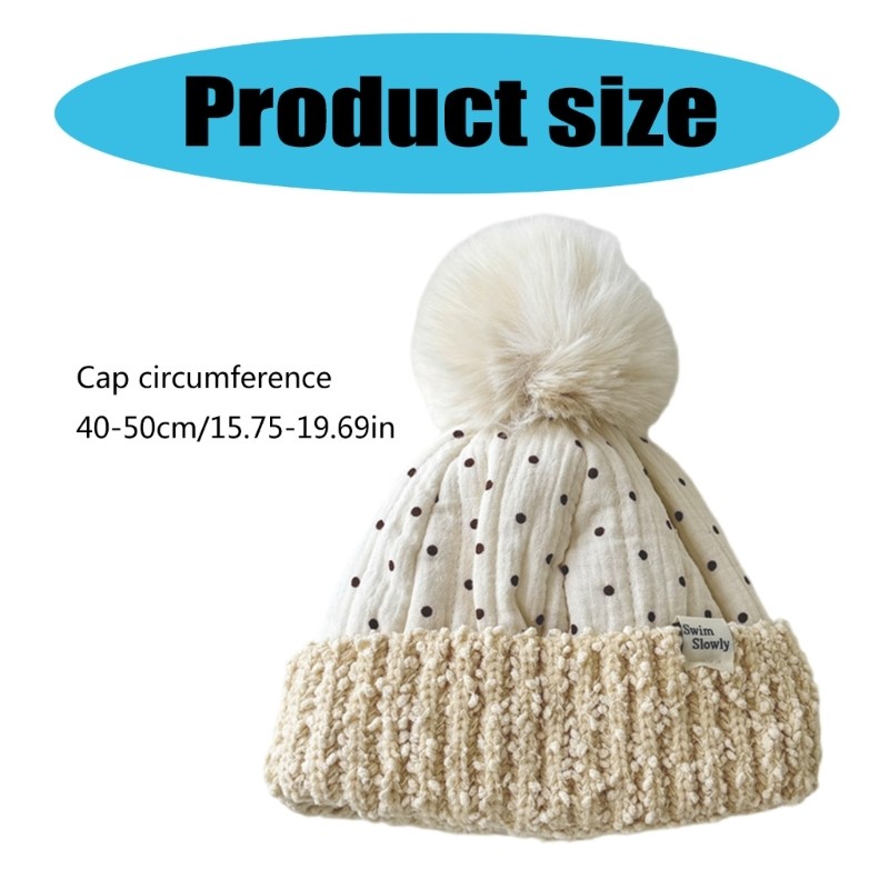 Fl Mũ Ấm Áp Cho Bé Mùa Đông Sang Trọng Dệt Kim Bonnet Earflap Pom Mũ Cho Bé 0-3 Tuổi
