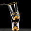 Thủy tinh pha lê Vodka Thủy tinh Sake Shochu Glass Bar Rượu mùi Lá vàng đôi đáy cốc trà thủy tinh Quà tặng cao cấp Rượu cứng [Mới]