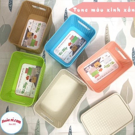 Giỏ nhựa có nắp Hàn Quốc 3 size Việt Nhật, giỏ đựng đồ đa năng tiết kiệm không gian (3386-3387-3388) - Buôn rẻ 01256 Bab