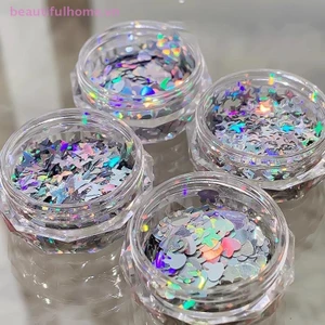 1Jar Laser Asterism Foil Flakes Nail Sequins Nail Art Trang trí móng tay Mẹo làm móng tay Ch Dành cho nữ Cô gái Phụ kiện DIY [làm đẹp]