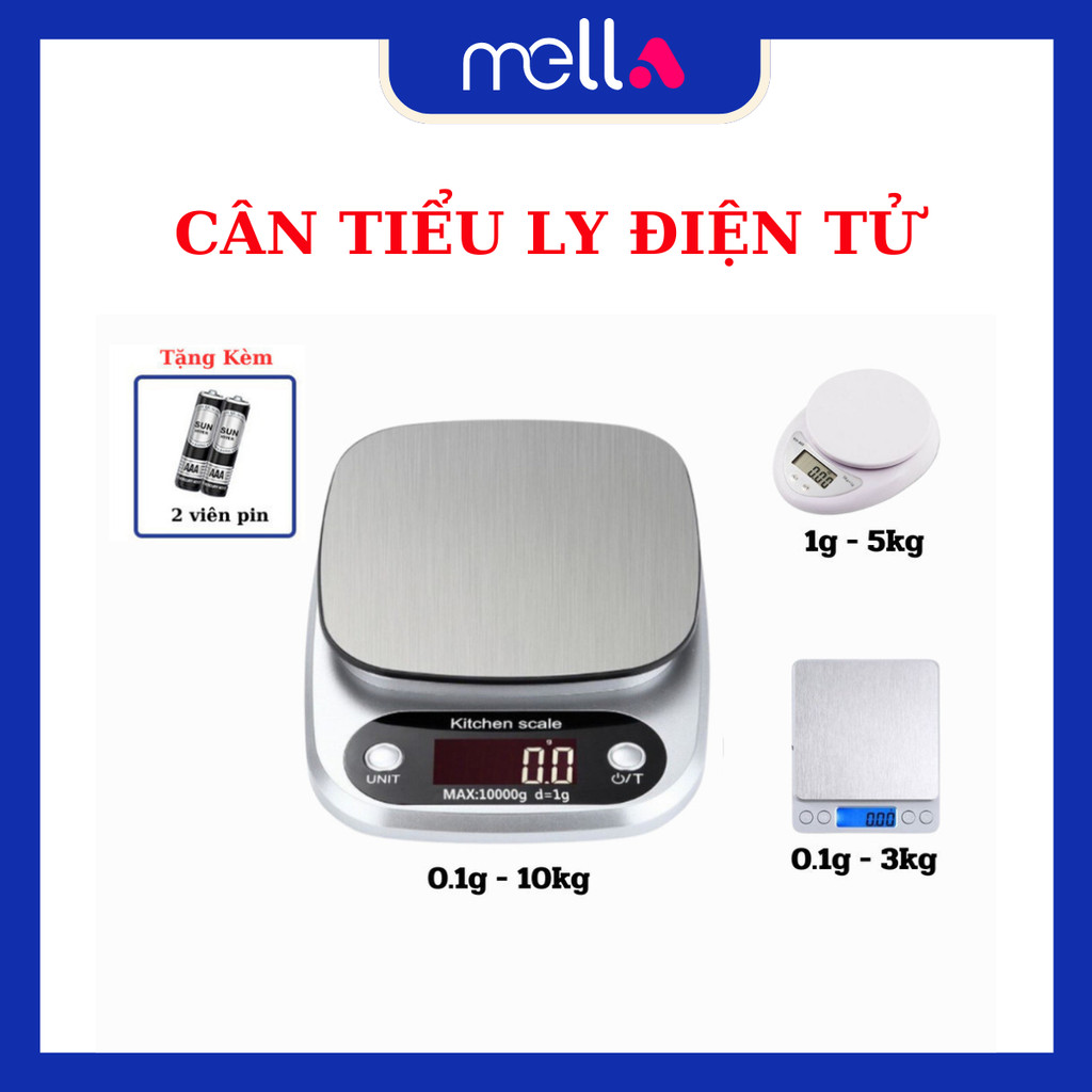 Cân Tiểu Ly Điện Tử Nhà Bếp Mini Scale Max 10kg Tặng Kèm Pin Tiện Lợi Chính Xác Cao