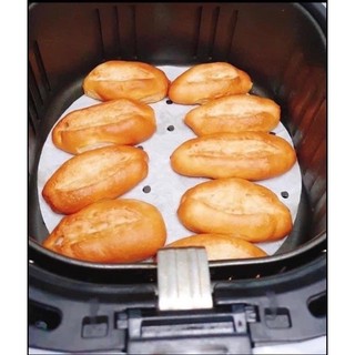 Set 100 giấy nến đục lỗ lót nồi chiên không dầu nướng bánh hấp bánh bao tiện lợi