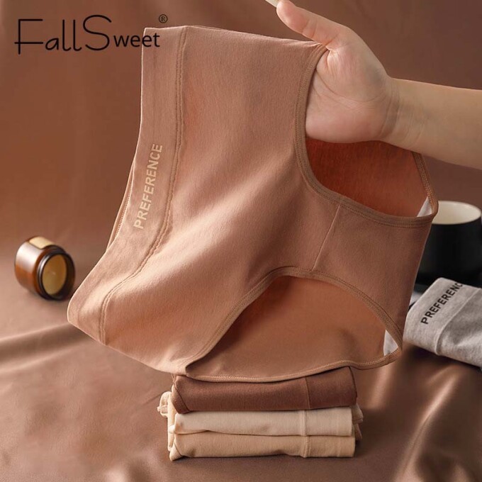 Ảnh Fallsweet Nữ Plus Kích Thước Quần Lót Cotton Nguyên Chất Eo Cao Mềm Quần Đùi Thoáng Khí Thân Thiết Underware M-2XL 4
