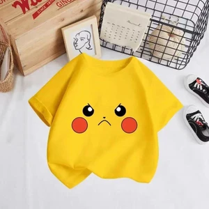 Áo thun trẻ em Pokemon Pikachu dễ thương mùa hè tay ngắn in hình ngộ nghĩnh cho bé trai và bé gái Áo thun trẻ em