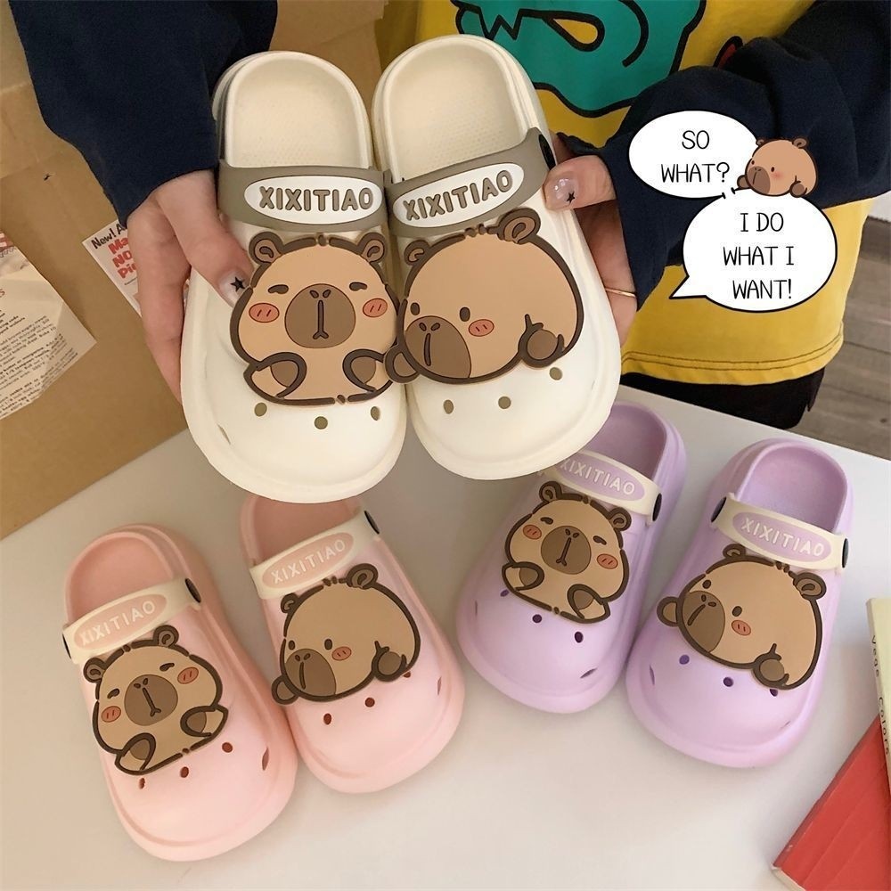 Dép Lê trong nhà Giày lỗ capybara Giày lỗ trẻ em hoạt hình dễ thương Giày lỗ evacapybara capybara bé trai bé gái dép lê cha mẹ con mùa hè