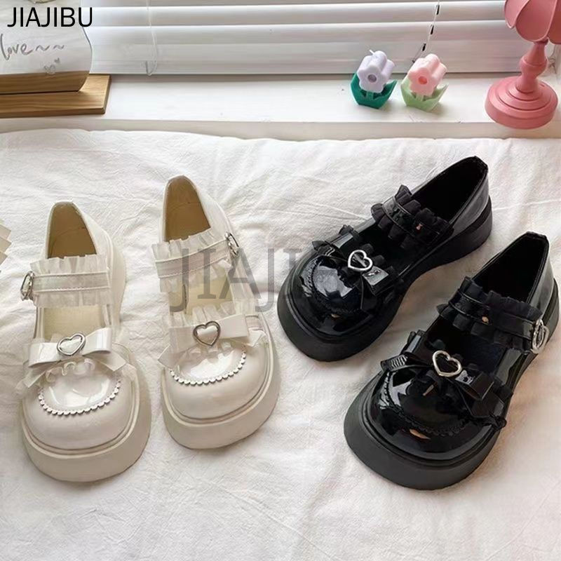 Size 34-46 Giày Nữ Cỡ Lớn 45 Giày Da Gót Dày Khóa Tình Yêu Phong Cách Anh Quốc 44 Giày Đi Học Màu Đen 43 Korean Fashion Platform Mary Jane Shoes 42 Giày Công Chúa Đế Mềm Màu Be Y2K Mũi Tròn Chống Trơn Trượt Japanese JK Uniform Lolita Doll Shoes Giày Nhảy