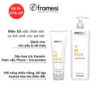 Dầu xả sửa chữa sâu và hồi sinh sợi tóc Framesi MORPHOSIS REPAIR CONDITIONER dung tích 250ml, 1000ml