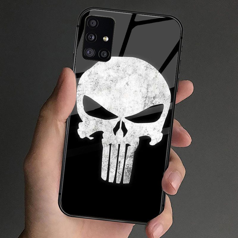 Ốp Điện Thoại Kính Cường Lực PUNISHER 01 Cho Samsung Galaxy S9 Plus S10 S10e S20 FE S20 Plus S21 S22 S23 S23 Ultra Note 9 10 Plus Note 20 Ultra Cover