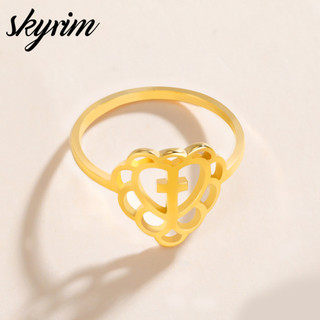 Skyrim Tình Yêu Nhẫn Chữ Thập Titan Thép Không Gỉ Trang Sức Thời Trang Cho Nam Nữ