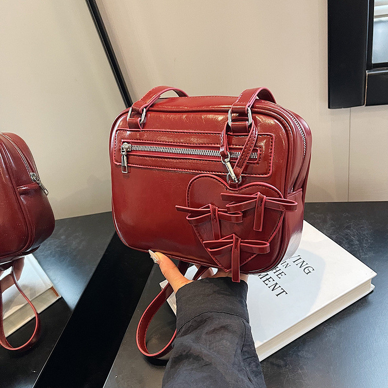 New Dễ Thương Hình Trái Tim Trang Trí Bowknot Mặt Dây Chuyền Retro Cảm Giác Cao Đa Năng Chất Lượng Cao Vai nách của Phụ Nữ Túi