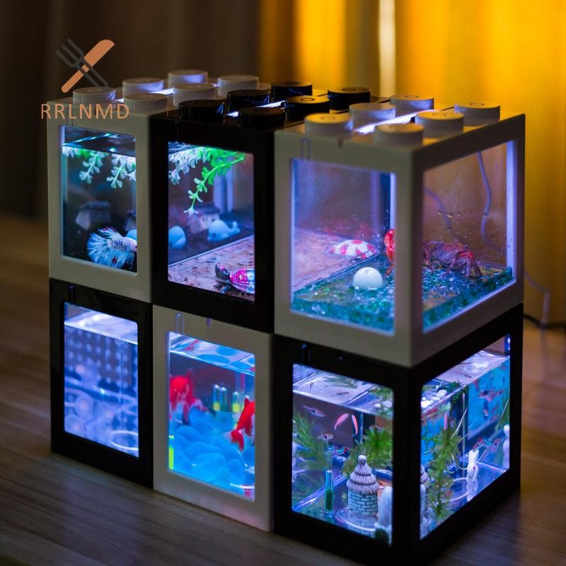 Rrlnmd 2023 Mini Bể Cá Cá Đèn Điều Khiển Màu Tròn AquariumMini Cá Ánh Sáng Trang Trí Nhà Cửa Bể Cá Accessorie MỚI
