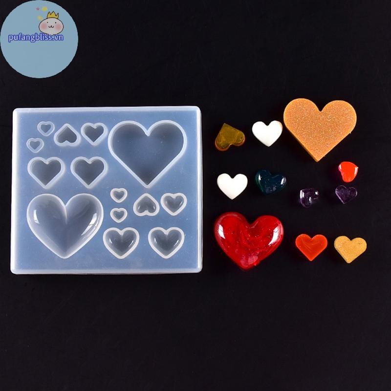 Pufangbliss 3D Tình Yêu Hình Trái Tim Khuôn Silicon Nhựa Dính Nhà Bếp Bánh Nướng Trang Trí Khuôn Socola DIY Trang Sức Bông Tai Mặt Dây Chuyền Dụng Cụ VN