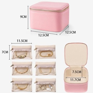 Hộp đựng trang sức du lịch WKPFR893, Hộp đựng bông tai dung tích lớn bằng da PU, Di động với 6 / 12 chiếc Túi nhỏ Trang sức