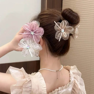 Lưới Ruy Băng Hoa Lấy Kẹp Nữ Cao Cấp Phong Cách Mới Vừa Cá Mập Kẹp Tóc Sang Trọng