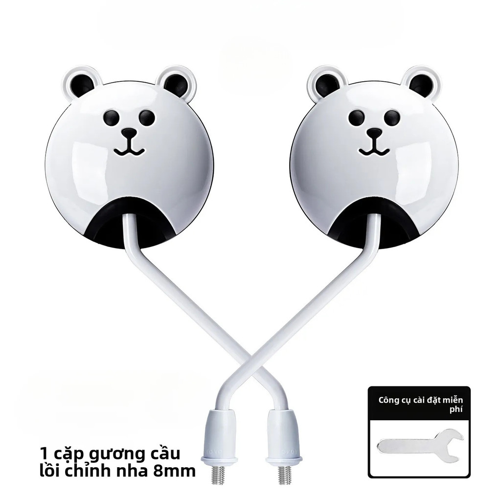 Gương xe máy gấu đáng yêu 1 cặp (8Li) Gương HD Có thể xoay 360 độ -phụ kiện xe cute Chất liệu cao cấp mịn màng - Gương xe máy điện
