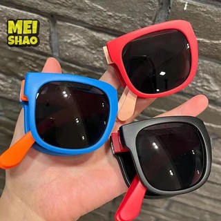 MeiShao Trẻ Em Ngoài Trời Có Thể Gập Lại Kính Mát Bé Trai Bé Gái Kính Du Lịch Kính Mắt Vintage Khung Vuông UV Kính Chống Nắng Cho Trẻ Em