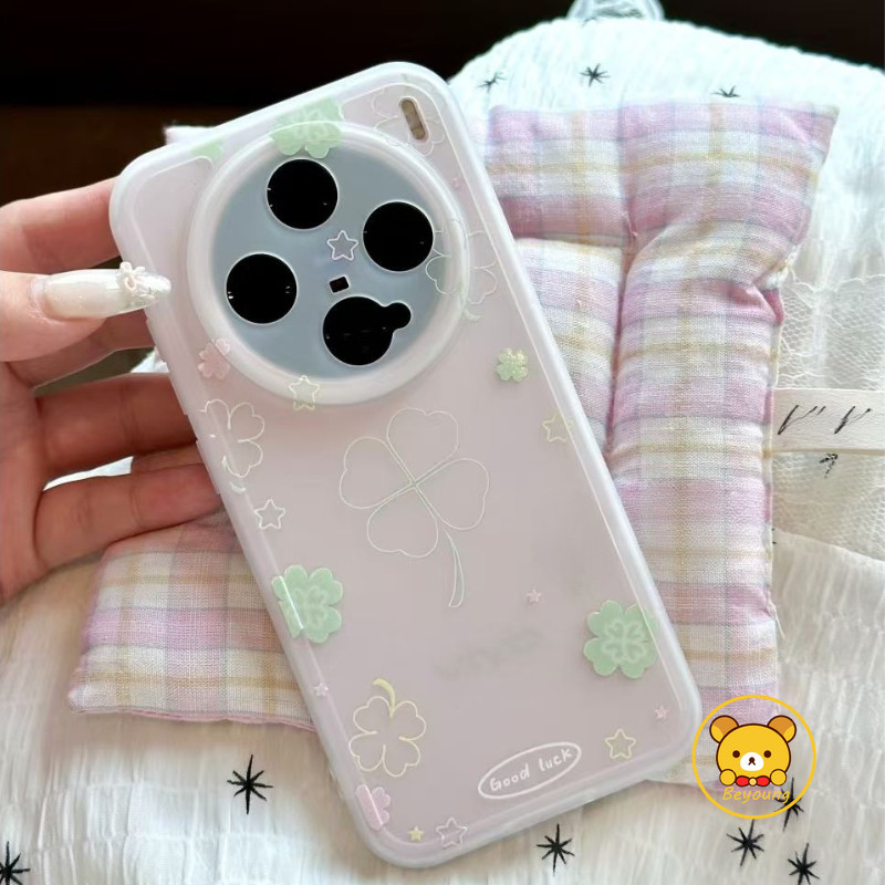 Vỏ Cỏ Bốn Lá May Mắn Cho Meizu 21 Note 20 18 17 16 Note 16 Pro Luck 08 5G 4G Ice Fog Phim Hoạt Hình Ốp lưng Mờ Mềm