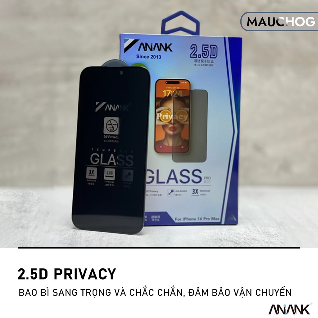 Kính Cường Lực Chống Nhìn Trộm Anank Cao Cấp Cho Điện Thoại iPhone 17 Pro Max 16 15 14 13 12