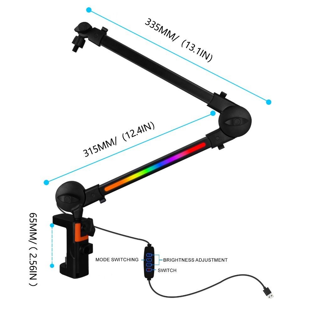 AWNGD Micro Boom Arm, Giá đỡ Mic chắc chắn đa năng, 360 cấp chuyên nghiệp° Giá đỡ máy tính để bàn tay có thể điều chỉnh xoay Phát trực tiếp