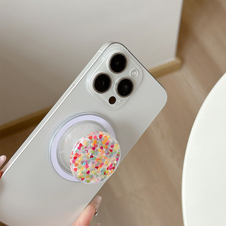 Giá đỡ điện thoại từ tính màu tròn nhấp nháy cho IPhone 16 15 14 13 12 Pro Max 14 Plus có thể gập lại Pop Ring Grip Giá đỡ bàn co giãn P5