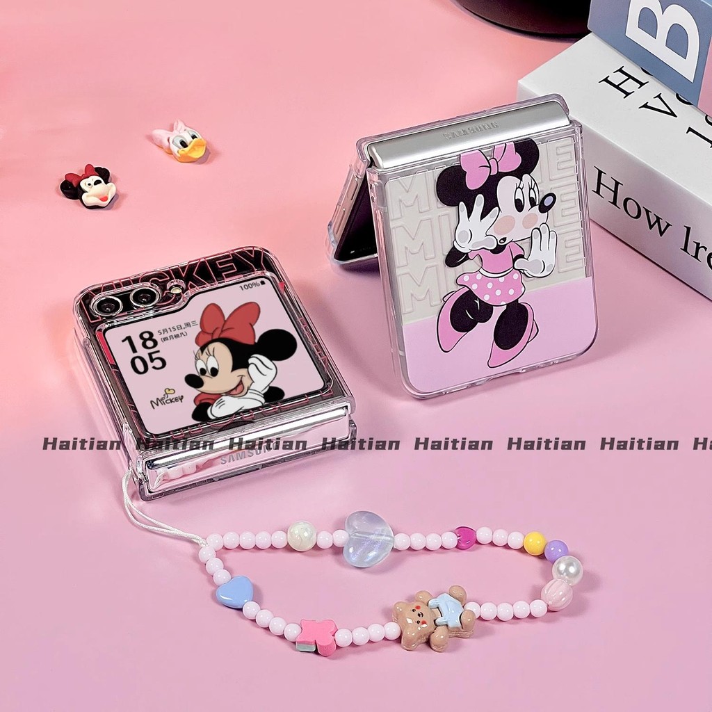 Thích Hợp Cho Samsung Galaxy Zflip7 Phim Hoạt Hình Dễ Thương Mickey Minnie Vỏ Điện Thoại Dây Gấp Cho ZFlip 6 5 4 3 5G N3Flip MixFlip 2 Vỏ Bảo Vệ Cứng