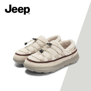 Giày bốt tuyết lót lông cừu hợp thời trang ngoài trời JEEP dành cho nữ mùa đông, lông giả ấm áp, đế dày, giày Cotton phồng trượt