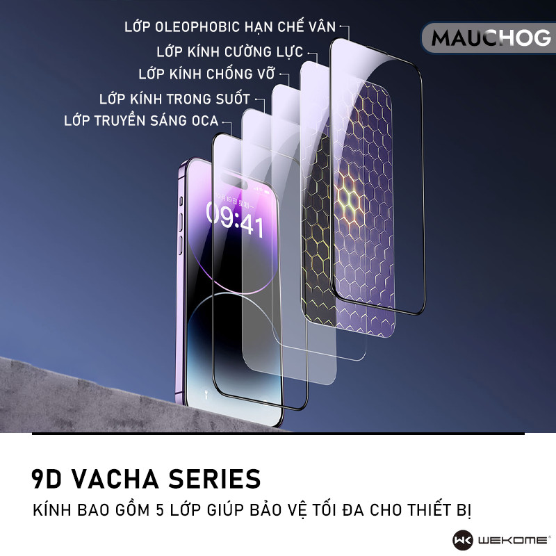 Kính Cường Lực WK Kinkong Trong Suốt Có Lưới Loa Cho Điện Thoại iPhone 17 Pro Max 16 15 14 13 12