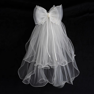 Veil cô dâu nơ đôi thanh lịch - Mũ cưới ren lãng mạn có lược