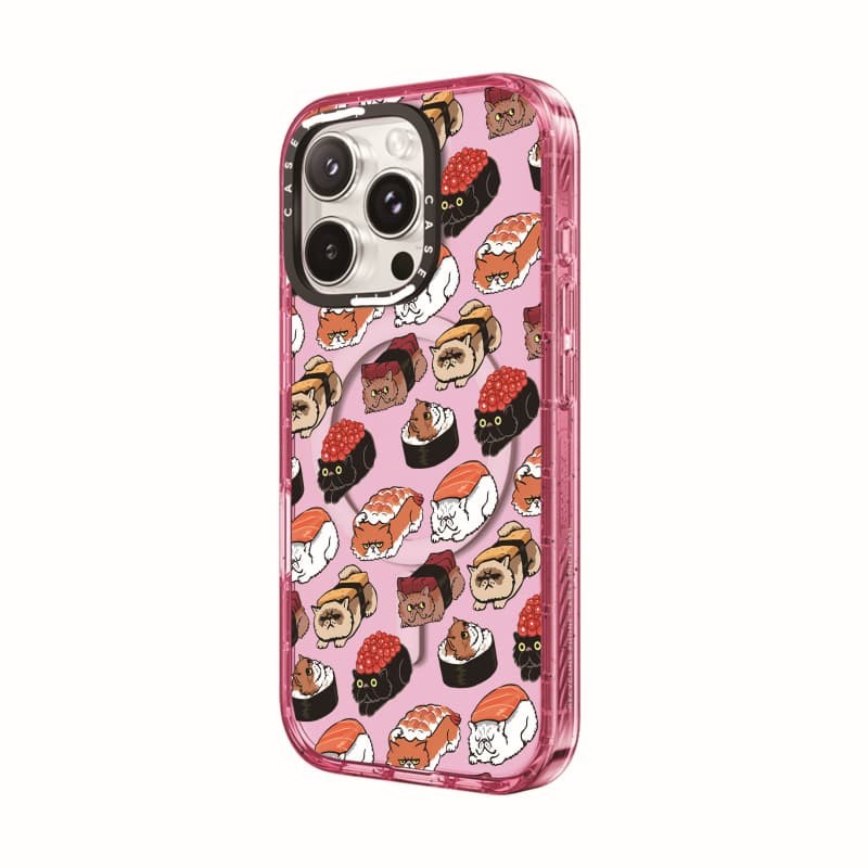 CASECASE X Cat sushi Case Màu Hồng Fizz Trong Suốt Cứng Hút Từ Tính Tác Động Dành Cho Apple IPhone 12 13 14 15 16 Pro Max Plus Có Hộp