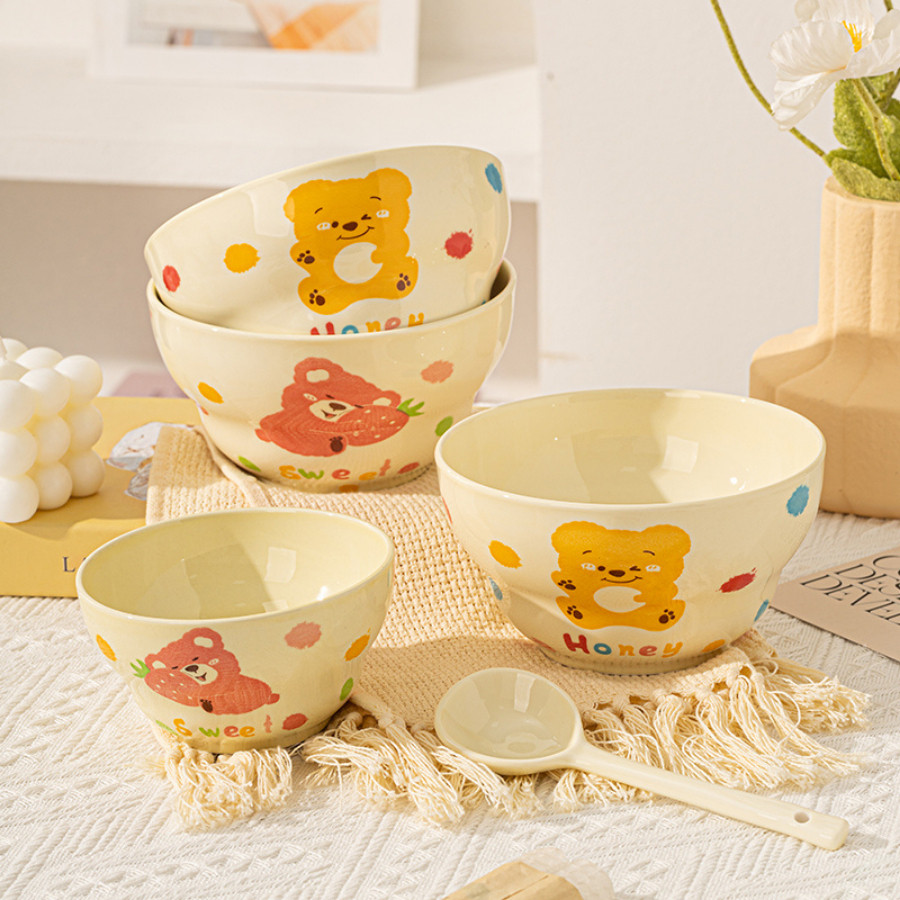 Bát Đĩa Gốm Sứ Cao Cấp In Hình Dễ Thương, Bát Cơm, Đĩa Sứ Phong Cách Cute Đáng Yêu SET018