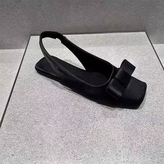 Giày đế bệt mũi vuông Bow Satin