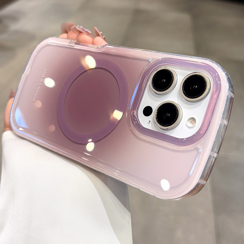 Ốp điện thoại từ tính hình elip Gradient cho iPhone 16 12 13 14 15 pro max Bảo vệ ống kính chống rơi Vỏ cứng bảo vệ điện thoại