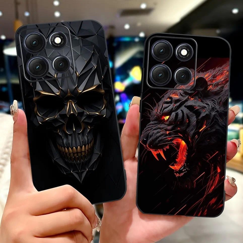 Ốp điện thoại in hình rồng sư tử hổ 2D cho Motorola Moto G86 Power Moto G56 G66j G66y Ốp lưng silicon mềm màu đen