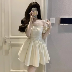 Đầm váy trễ vai tay bồng dáng xòe sang chảnh mặc được 2 kiểu phong cách tiểu thư bánh bèo XIMIMI SP112