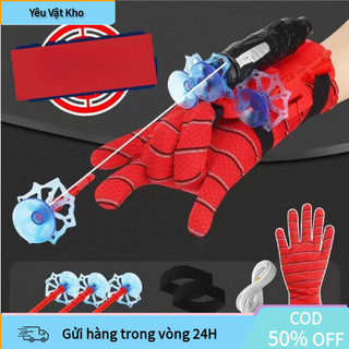 [COD] Găng tay bắn tơ Spider Man cho bé – đồ chơi Người Nhện có giác hút, dây tơ dài, kèm 3 tên nhện tặng kèm