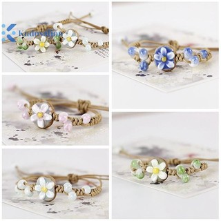 Kudosation Handmade Lá Hướng Dương Vòng Tay Gốm Boho Có Thể Điều Chỉnh Trang Sức Cho Nữ Vintage Dân Tộc Quà Tặng