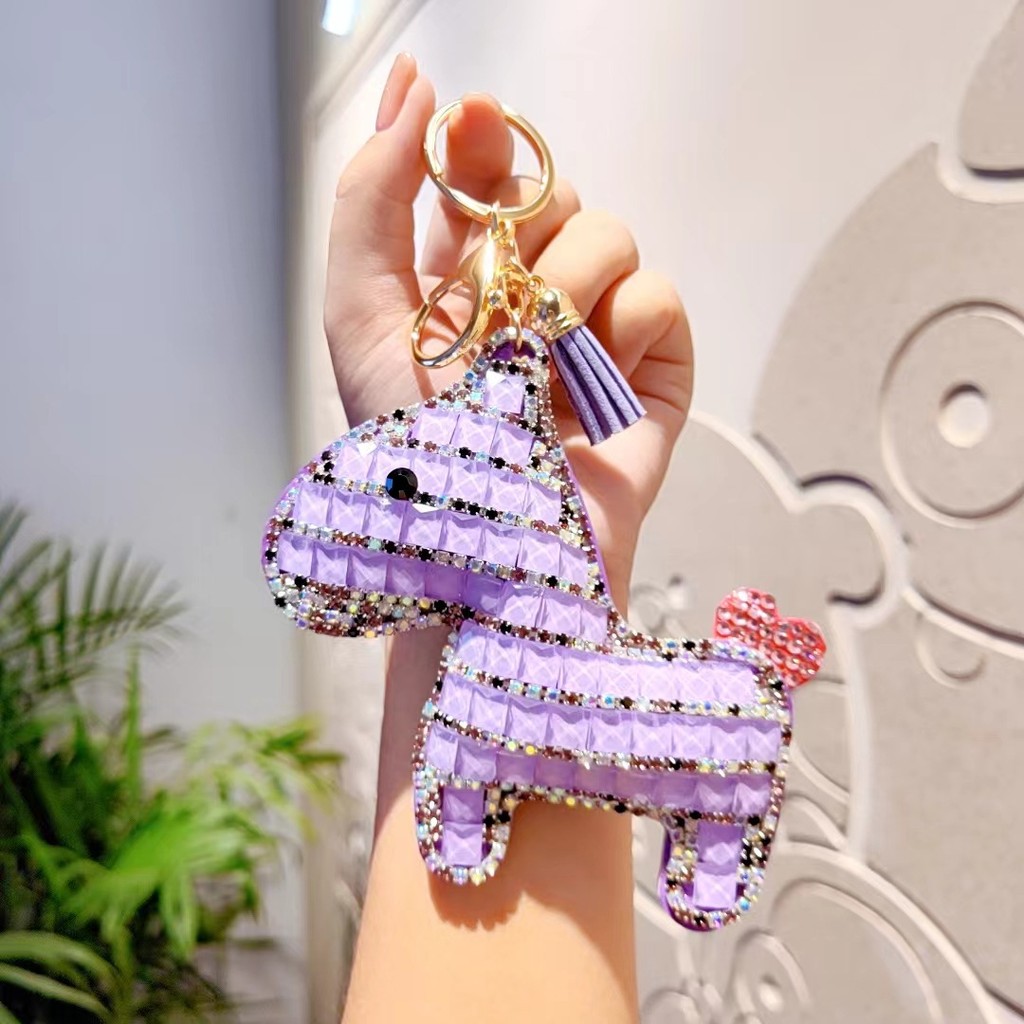 Hàn Quốc Hàn Quốc Dễ Thương Đính Kim Cương Pony Búp Bê Chìa Khóa Xe Móc Chìa Khóa Nữ Túi Thời Trang Mặt Dây Chuyền Quà Tặng Nhỏ
