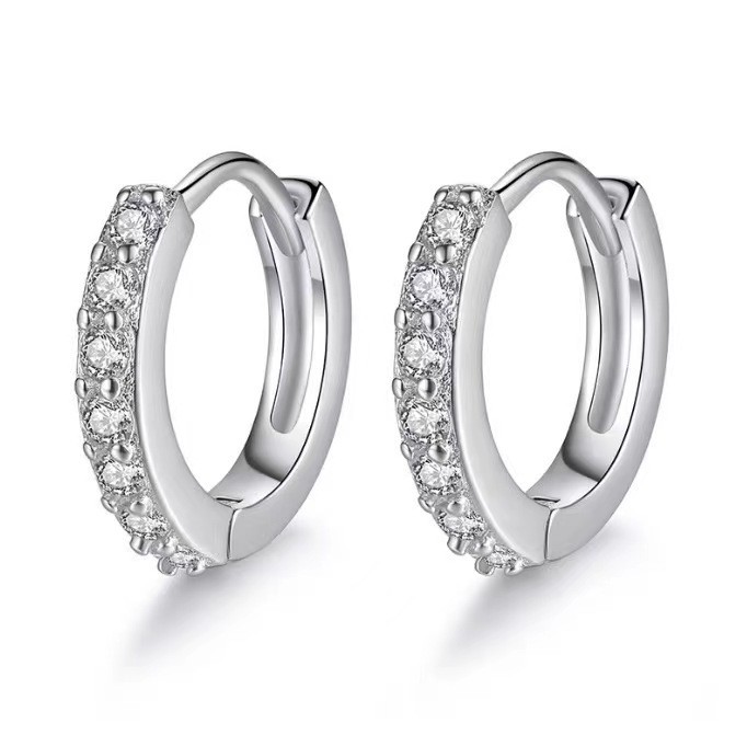 Bông tai zircon bạc S925 đơn giản, phù hợp nam và nữ, trendy