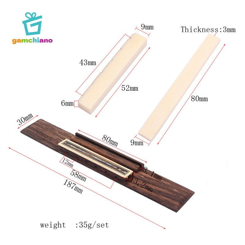 Cầu đàn guitar 6 dây có đai ốc yên ngựa cho đàn guitar cổ điển Acoustic Accs