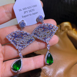 Bông tai thời trang tinh tế Zircon dài khí chất Hàn Quốc Bán buôn