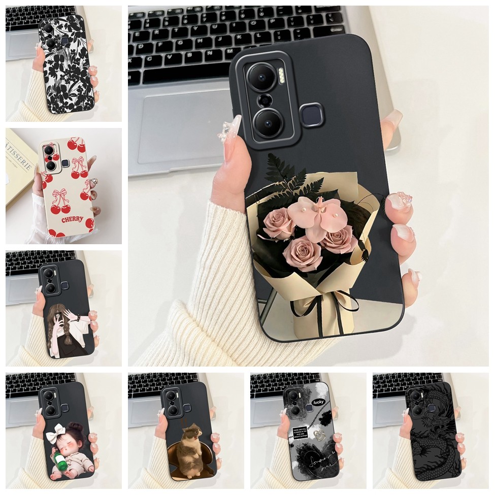 Infinix X6825 Ốp lưng Infinix Hot 20 Play Cover Hoa thời trang sang trọng Kawaii Girl Ốp điện thoại chống sốc hình mèo dễ thương