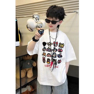 Mùa Hè Phong Cách Mới Cotton Nguyên Chất Bé Trai Áo Thun Tay Ngắn Trẻ Em Hoạt Hình Anime In Hình Rời Đường Phố Cho Bé Top