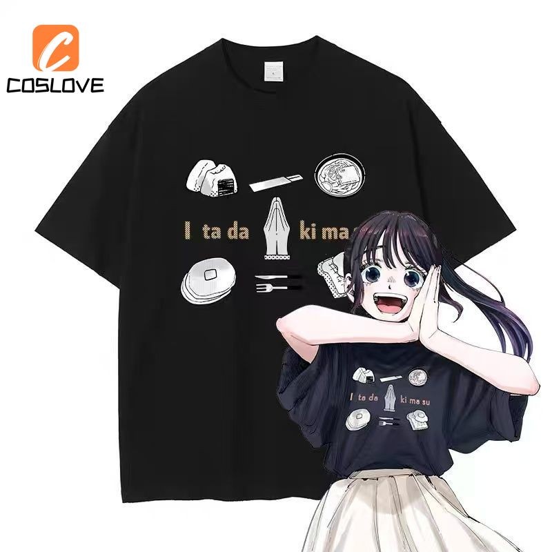 Áo thun cosplay Kaoruhana Waguri Kaoruko màu đen trắng, tay ngắn - Thời trang mùa hè cho bé gái