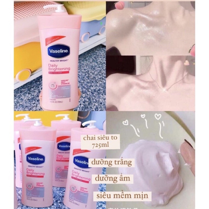 Sữa dưỡng thể Vaseline Healthy White UV Lightening Body Lotion 725ml nắp xanh mẫu mới