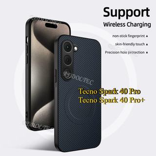 Tecno Spark 40 Pro 40 Pro + Vỏ từ tính họa tiết sợi Carbon chống sốc bằng da Tecno Spark 40 Pro Plus Spark 40Pro + Vỏ điện thoại mặt sau sạc không dây